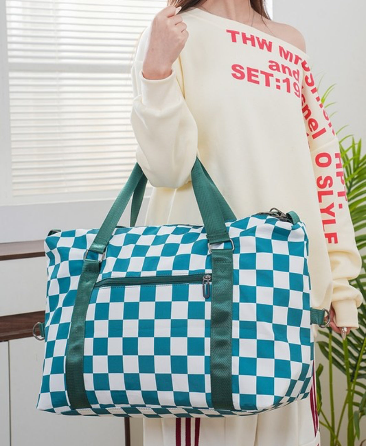 Checkered Duffle Bag