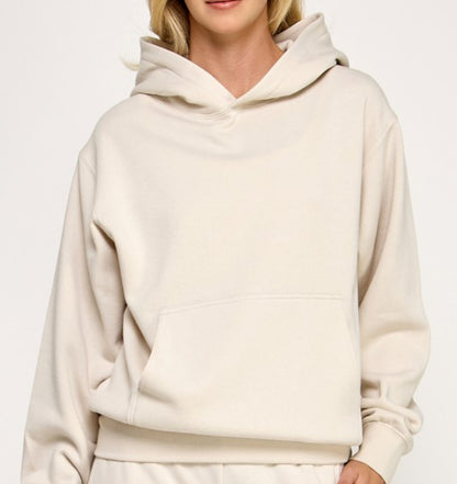 Soft Beige Hoodie With Pockets