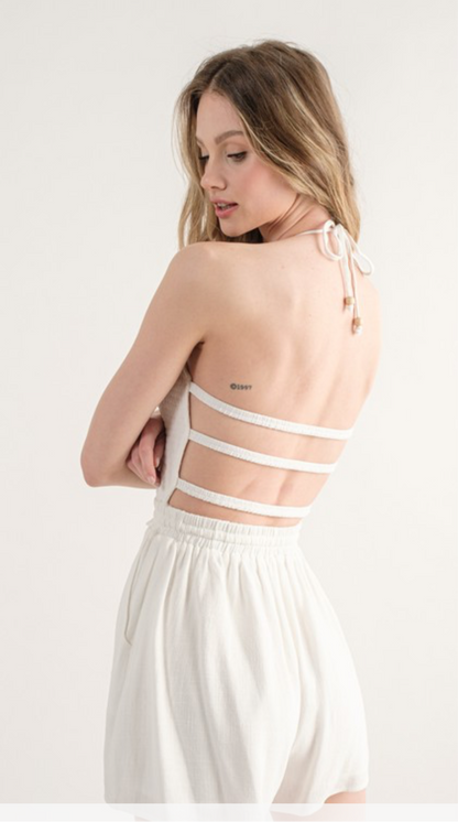 Off White Romper Back Cross( Color Of Pic 1)