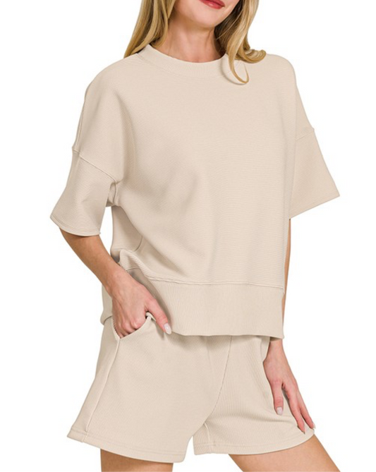 Ribbed T-shirt Shorts Set
