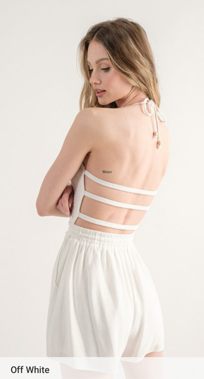 Off White Romper Back Cross( Color Of Pic 1)