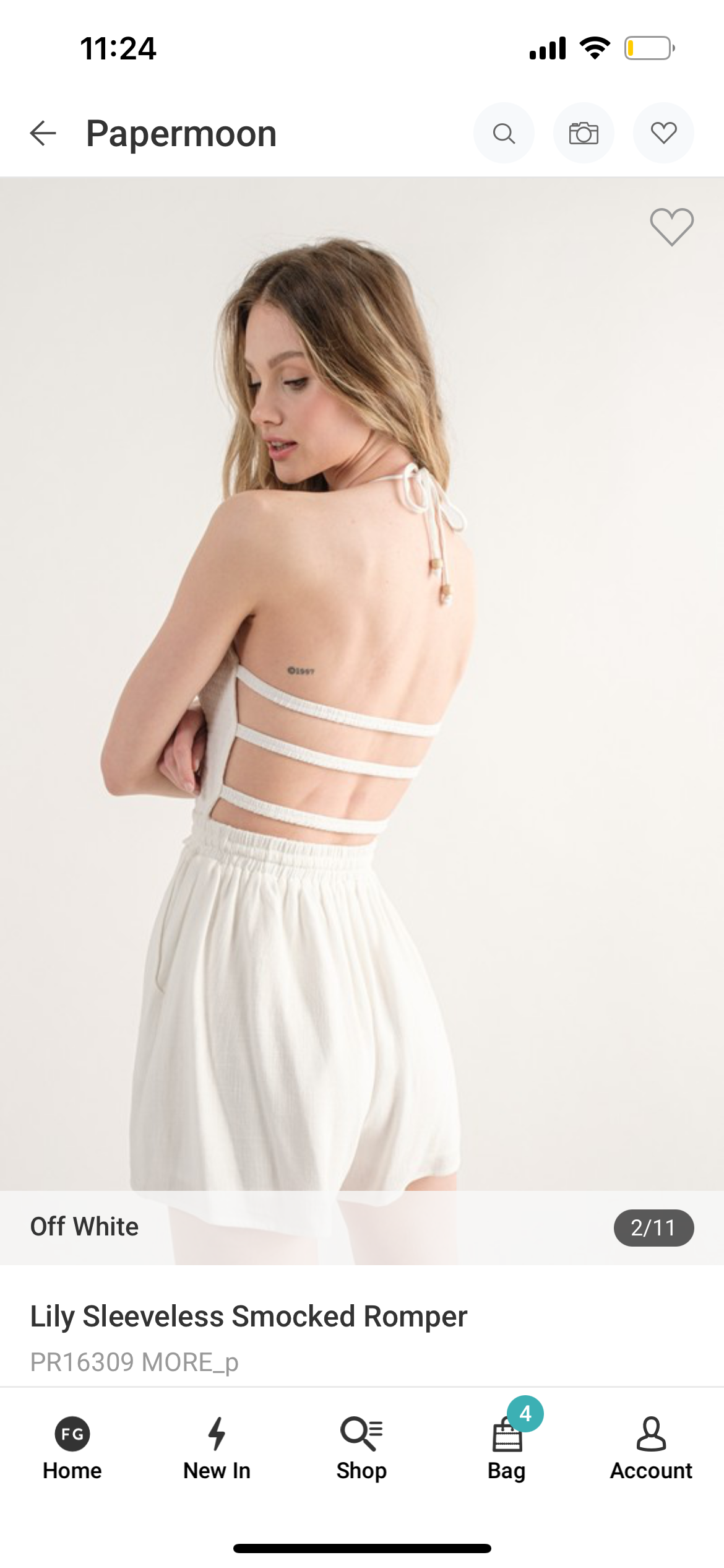 Off White Romper Back Cross( Color Of Pic 1)