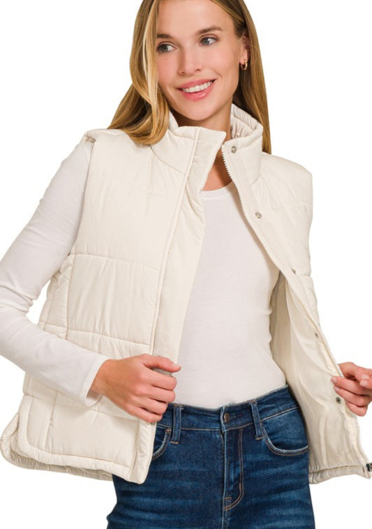 Cream Puffer Vest